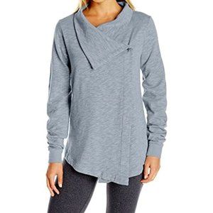 COLUMBIA down time wrap open sweater cowl neck collar one button